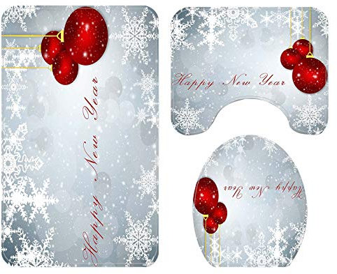 Badezimmerteppich-Set, personalisierbar, Weihnachts-Badematte, WC-Vorleger, WC-Deckelbezug, 3-teilig, für Weihnachtsdekorationen, Hochzeit, Party, Festival, Urlaubsdekoration