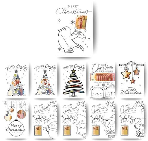 Papierkind™ Weihnachten Geldgeschenk Bundle – 11 Designs | Weihnachten Geldgeschenk DIY | Weihnachten Geldgeschenke im DIN A4 Format | Geschenkideen für Weihnachten | Last-Minute Geschenke | (B141)