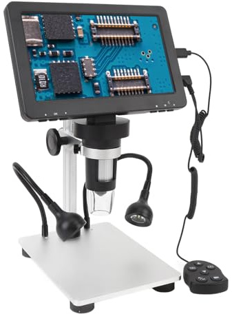 Digital Mikroskop, 7 Zoll Digitalmikroskop Lötmikroskop mit LCD Bildschirm 1200X Digitales Mikroskop mit LED-Leuchten, für Münzbeobachtung PCB-Löten Kompatibel mit PC