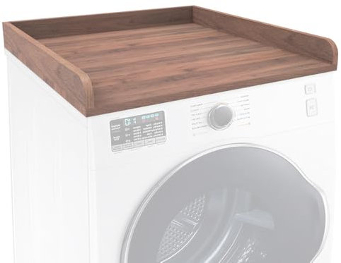 SADIELIFE Washer Dryer Countertop Only,Edge Rails-27.5 Depth*27.5 Width Laundry Room Organization,High-Adhesion Non-Slip Protective Layer,with Edge Rails (Walnut)