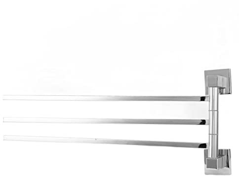 Um 180 Grad Drehbarer Handtuchhalter aus Edelstahl – Verstellbarer Badetuchhalter aus Vierkantrohr für Badezimmerzubehör (250255 Bewegliche DREI Stangen – verchromt)