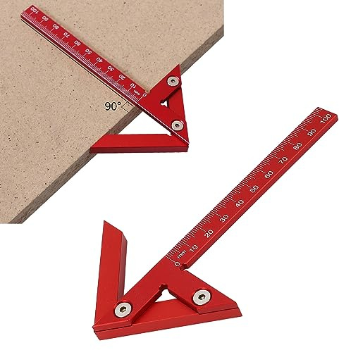 Tissting Mittenfinder, Präziser Aluminium Mittenfinder mit 45° 90° Winkelmessung für Holzbearbeitung, Werkzeug aus Aluminiumlegierung für Handwerker und präzise Holzarbeiten