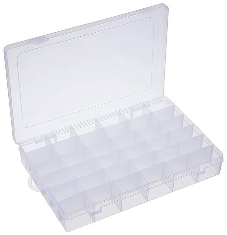 ZWWOGE Scatole Portaoggetti in Plastica, con 32 Scomparti e divisori, Coperchio Custodia Rettangolare Stoccaggio Contenitore, per Gioielli, Perline, Piccoli Oggetti, Giocattoli