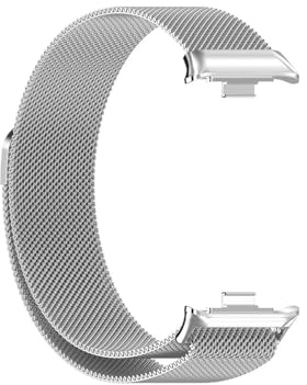 EMAIGlPO Metall Milanese Strap Fit for Xiaomi Mi Band 9 Pro/Mi Band 8 Pro Armband Schleife Band Gürtel Correa fit for Redmi Uhr 4 Strap Zubehör(Silver,For Mi Band 9 Pro)