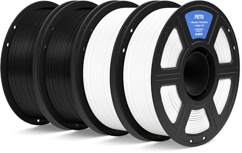 ELEGOO PETG Filament 1.75mm Schwarz & Weiß 4KG, 3D Drcuker Filament | Robust & Langlebig, Maßgenauigkeit +/- 0.02mm, 1kg Spule (2.2lbs) für die Meisten FDM 3D Drucker