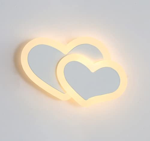 SSNCcNC Weiß, Wandleuchte Indoor LED 16W Wandleuchten Herz Design Modern Warmweiß 3000K Dekoration Nachttischlampe Für Wohnzimmer Schlafzimmer Treppe Korridor Kinderzimmer