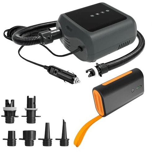 PBG Elektrische SUP Pumpe – 12V & Akku Luftpumpen mit LCD Display, bis 20 PSI – Varianten mit Powerbank – für SUP Boards, Boote, Kajaks & Camping