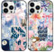 Phoona 2 Pack Cute Bow Case for iPhone 13 Pro Max 6.7, European Collage Preppy Summer Girly Design Pattern for Girls Women, Slim Soft Silicone Shockproof Bumper Protector Cover, Blue 01