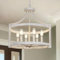 KMaiPem Vintage Weiß Kronleuchter, 6 Lichter Rustikal Deckenlampe Wohnzimmer Umwandelbare Modern Deckenleuchte Schlafzimmer, Bauernhaus Landhaus Hängelampe, Französisch Pendelleuchte Esstisch