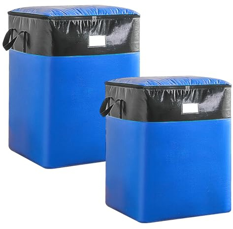 Aufbewahrungstasche 104+140L, 2 Stück extra große Umzugstaschen, Blau Große Aufbewahrungstasche mit Reißverschlüssen und Griffe, Wasserdichte Tragetasche für Umzug, Kleidung, Bettwäsche