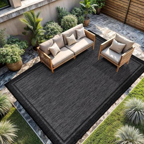 HGTRH Terrassen Teppich Outdoor Wetterfest, Teppiche für DraussennäSse und HitzebestäNdig, Balkon Teppich Wasserfest Outdoor mit Rutschfestem Boden B 60 * 90cm