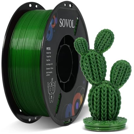 Sovol 3D-Drucker PETG-Filament 1,75 mm 1 kg, Grün | Hohe Präzision, hohe Reißfestigkeit, feste Verdrahtung, Maßgenauigkeit +/- 0,03 mm, 3D-Druck-PETG-Filamente