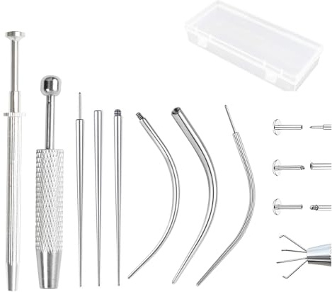 8PCS Professional Piercing Tool Kit – Piercing Ball Grabber & Opener Set, Stainless Steel Jewelry Changing Assistant for Threadless 16G Piercings (Ear, Nose, Navel & Lip)