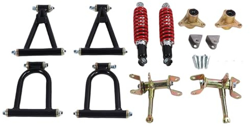 ciciglow 10-teiliges Vorderradaufhängungs-Set, Austausch des Querlenker-Sets, Obere und Untere Schwinge und Aufhängungs-Stoßdämpfer-Set für ATV Quad Bike Go Kart