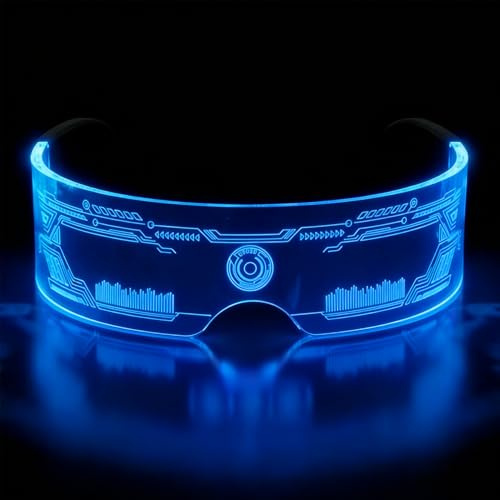 Herbst LED Brille, Leuchtbrille Party Damen Herren Coole Gadgets Cyberpunk, Futuristische Visierbrill für DJ Pult Karneval Halloween Bar Weihnachten Party