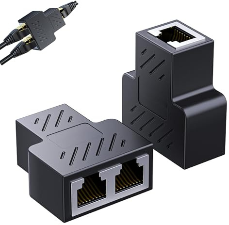 Ouitble RJ45 LAN Splitter 1 auf 2 Ethernet Steckverbinder 2 Stück RJ45 Kupplung LAN Splitter Verteiler Netzwerk Verlängerungen Adapter für Router Modem TV Computer ADSL
