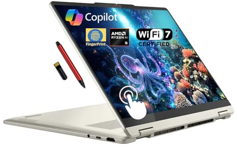 Lenovo Yoga 7 2-in-1 Copilot+ AI PC Laptop, 14 2K OLED Touch (100% DCI-P3), AMD Ryzen AI 5 340 (Up to 50 Tops), 16GB LPDDR5, 512GB SSD, for Creator Business Professional, Windows 11, EAT 16GB USB PEN