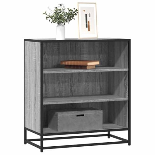 Nqyjm Aufbewahrungsschrank mit 3 offenen Regalen, Anrichte Sonoma, grau, 68 x 35 x 76 cm, Holz und Metall, Seitenschrank, Esszimmerschrank für Küche, Wohnzimmer, Schlafzimmer