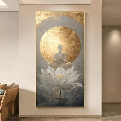GOSRD Moderne spirituelle Zen-Leinwandbilder, beige-braune minimalistische Drucke, Gemälde für Wohnzimmer, Inneneinrichtung (80 x 160 cm)