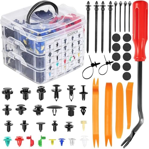 1105 Pcs Rivetti in Plastica per Auto,Clip di Fissaggio per Auto,Morsetti paraurti Protezione per rivetti in plastica per Paraurti,Parafanghi,Porte,Strumenti Rimozione