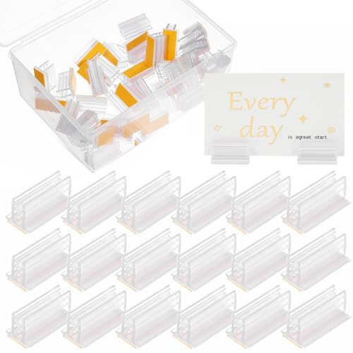 FENICAL 50 Pcs Table Sign Holders Name Tag Clips Acrylic Strong and Label Stands Display Versatile Application for Malls and Warehouses 25 * 14 * 12Mm