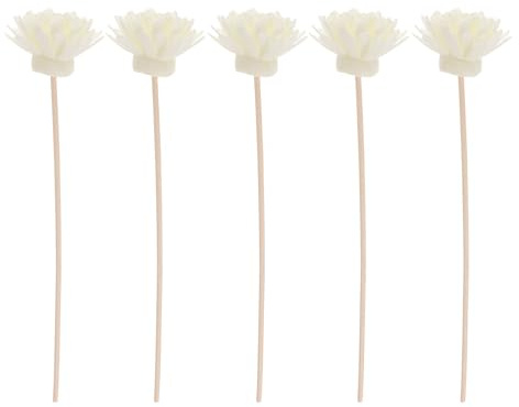 Operitacx Weiße Chrysanthemen Aromadiffusorstäbchen für Raumluft Erfrischung 5 Stück aus Rattan und Selbstgemacht Duft Geeignet für Wohnzimmer und Küche