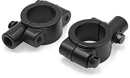 sourcing map Un Par 25mm Manillar Moto 8mm Rosca Abrazadera Soporte Montaje Retrovisor Aluminio Plateado