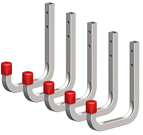 Secotec 5 x Universalhaken verzinkt 80 x 120 mm Belastbarkeit 45 kg Haken für Gartengeräte