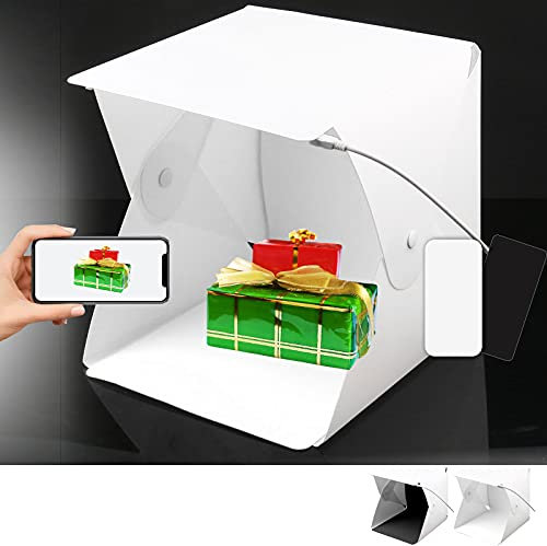 Boîte de Lumière Pliable LED Tente de Shooting Portable Light Box Cube Mini Studio Photo 23x23cm avec Fond Noir Blanc