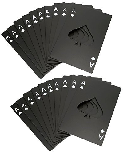 Bottle Opener, Yoption 20 Pcs Stainless Steel Credit Card Size Casino Bottle Opener Beer Bottle Opener Cap Opener for Your Wallet (20)