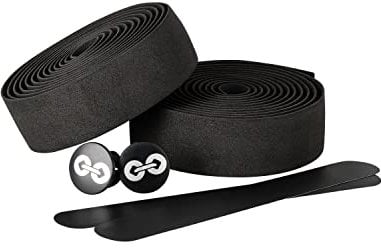 URBAN ZWEIRAD - Lenkerband schwarz - Reißfestes Rennrad Lenkerband inkl. Endstopfen und Klebestreifen - Lenkerband schwarz extra griffig - 2 x 200 cm x 3 cm - 3 mm Stärke