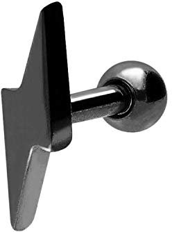 PIERCINGLINE Chirurgenstahl Ohrpiercing BLITZ Piercing Schmuck Ohr Stecker Helix Schwarz