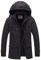 WenVen Homme Veste Matelassé Coton Chaude Coupe-Vent Blouson avec Capuche Fausse Fourrure Manteau Hiver Long Casual Slim Fit Décontracté Gris XL