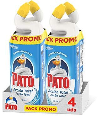 Pato - WC Acción Total limpiador para inodoro Oceano, limpia y perfuma, 750ml (2 x Duo Pack, 4 unidades)