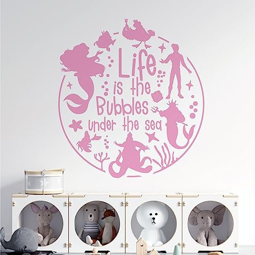 Wandaufkleber, Motiv Life is the Bubbles under the Sea – Kleine Meerjungfrau XLarge (850 x 930mm) rose