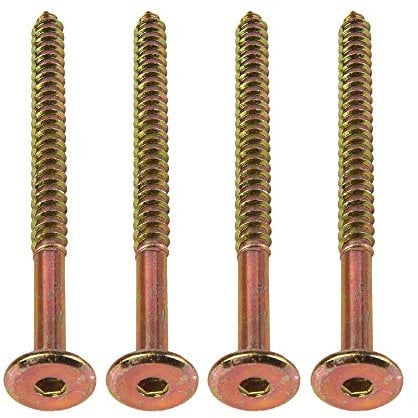 90mm Furniture Wood/Timber Connector Screws Hex Drive Steel Flat Head Set of 4