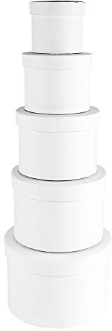 Ideen mit Herz Geschenkboxen mit Deckel | Pappboxen | 5er Set | 5 verschiedene Größen ineinander, groß bis klein | aus stabilem Karton | ideal für Geburtstag & Hochzeit | rund Ø6,8 bis Ø14,8cm
