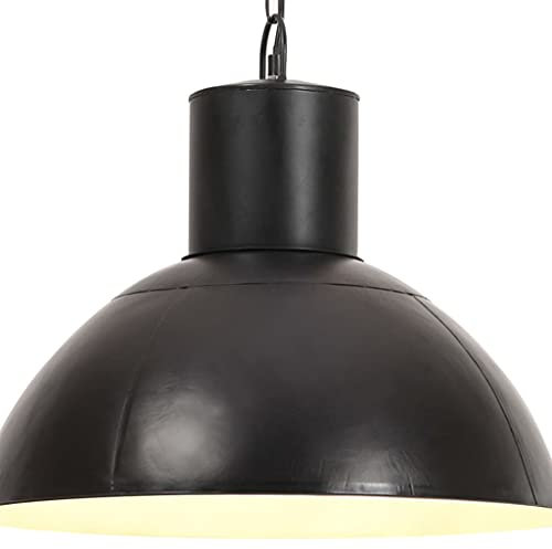 vidaXL Hängelampe Industrie Pendelleuchte Deckenlampe Pendellampe Deckenleuchte Hängeleuchte Lampe Leuchte 25W Totes Schwarz Rund 48cm E27