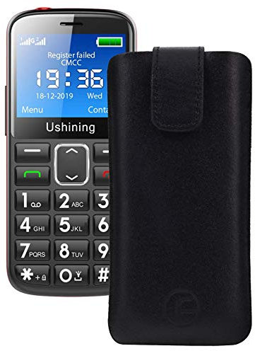 Favory Tasche Etui kompatibel mit Ukuu M2302 Hülle aus echtes Leder Schutzhülle (Lasche mit Rückzugfunktion) in schwarz