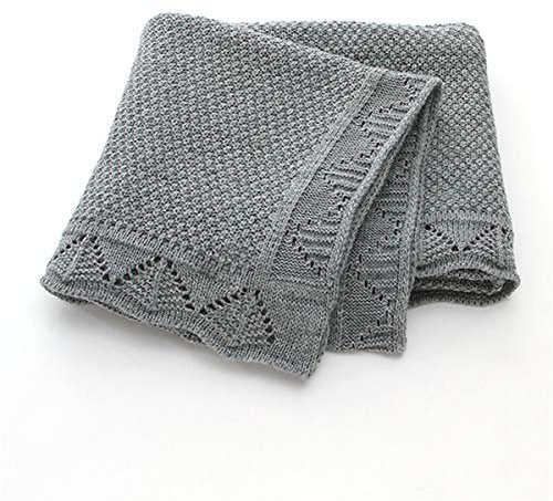 Surwin Strickdecke Babydecke Kuscheldecke Baumwolle, Mädchen und Jungen Babys Gestrickt Kinderdecke Freien Krabbeldecke Perfekt für Kinderwagen Babybett (80x100cm,grau)