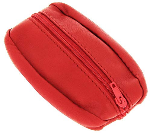 KARL LOVEN Porte Monnaie Homme en Cuir Petit Format Rouge Léger Double Compartiment Monnaie Billet Porte-clefs