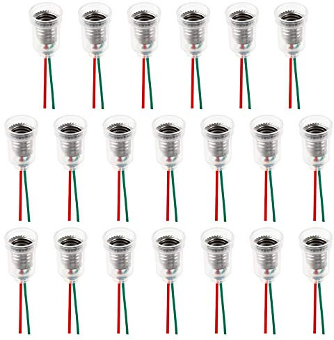 Jubaopen Douilles E10 Lampe Support Avec Câble - Pour Ampoules LED, Expériences, Circuits Électriques, Tests - 20 Pièces
