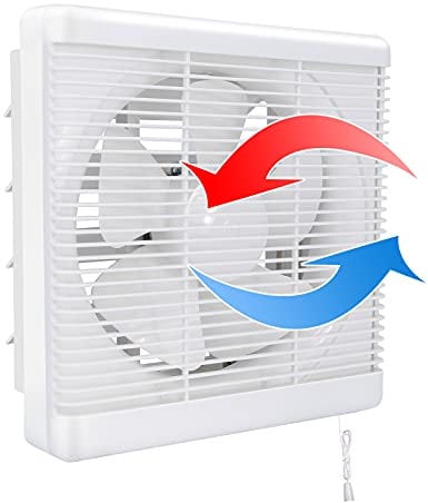 HUGOOME Open Size 11.8*11.8 Exhaust Shutter Fan 800m³/h, 2-way Reversible Strong Airflow Wall Mounted Vent Fans, Ventilation Blower for Bathroom Attic Window Basement