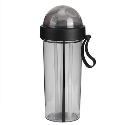 Tasse à eau avec double paille 600ml, bouteilles d'eau avec 2 compartiment sport gourde pour enfants ou adultes
