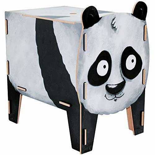 Werkhaus VB 9308 Hocker Panda Schwarz-Weiß ca. 43 x 46 x 28,5 cm Sitzhocker Holzhocker Spielzeugtruhe