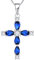 YL Kreuz Kette 925 Sterling Silber September Geburtsstein Spinellblau Kruzifix Anhänger Geschenke für Damen Mama, 45-48 CM