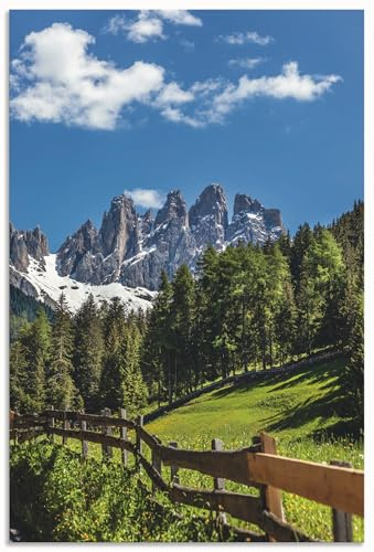 ARTland Wanddeko Wandbild Alu Verbundplatte für Innen & Outdoor Bild Landschaftsbilder Südtirol Berge Alpen Wald Dolomiten Natur U2JE