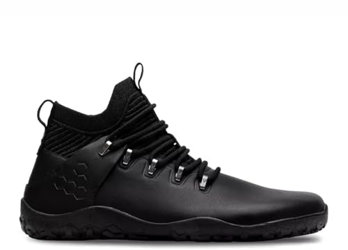 vivobarefoot Magna Leather FG Chaussures de randonnée en cuir et laine pour homme avec semelle pieds nus, Obsidienne, 49 EU Large