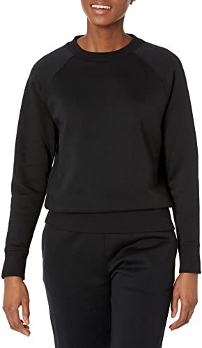 Amazon Essentials Felpa Girocollo A Maniche Lunghe dalla vestibilità Comoda (Disponibile in Taglie Forti) Donna, Nero, L