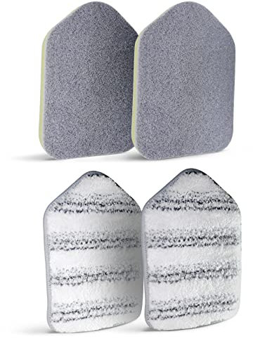 MOSEN Replacement Head Scrubber Pad for Tub Tile Scrubber Brush - Include 2 Scouring Pad and 2 Microfiber Pad